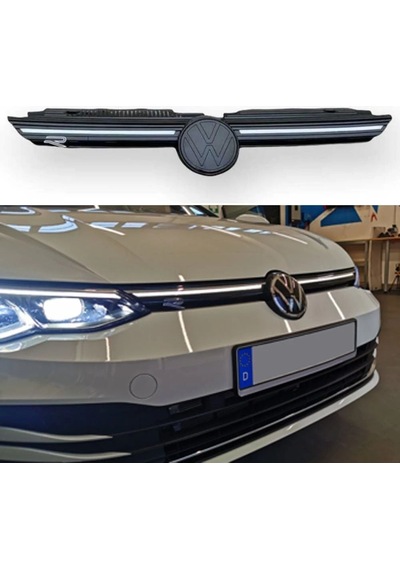 Autogp Vw Golf 8 R Ön Panjur Izgara Ledli Krom Şerit 2020+ Agp-sm-glf8-grl-01