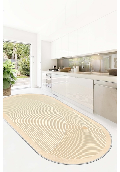 West Home Makinede Yıkanabilir Kaymaz Taban Leke Tutmaz Bej Oval Mutfak Halısı Salon Halısı Ve Yolluk Wh 581 Beige Oval