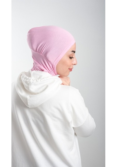 Hürrem Bone Pembe Pratik Hazır Geçmeli Tesettür Bone Sandy Kumaş Spor Hijab 2 Pembe