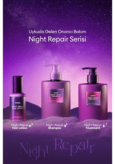 Gece Boyu Saçları Besleyen, Onaran Ve Nemlendiren Bakım Şampuanı Kundal Night Repair Shampoo 470ml