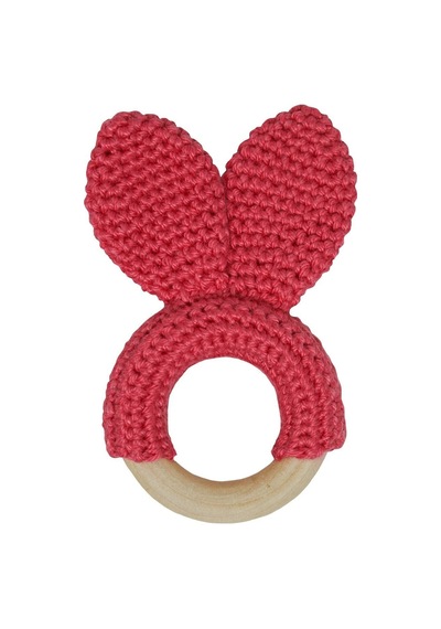 Organik Amigurumi Mercan Mini Bunny Diş Kaşıyıcı Mercan Kırmızı