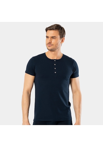 Cacharel Erkek Bisiklet Yaka Düğmeli T-shirt 1308/lacivert Lacivert