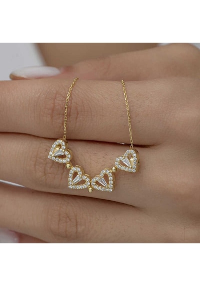 Casera's Gümüş Gold Kalpli Açılabilen Yonca Kadın Kolye Csr2184480 Gümüş