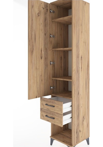 Hyperion Dolap 4 Raflı 2 Çekmeceli Tek Kapaklı 44x44x221 Çam-çam Atlas Çam