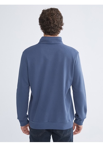 Lcwaıkıkı Classic İndigo Dik Yaka Uzun Kollu Erkek Kalın Sweatshirt