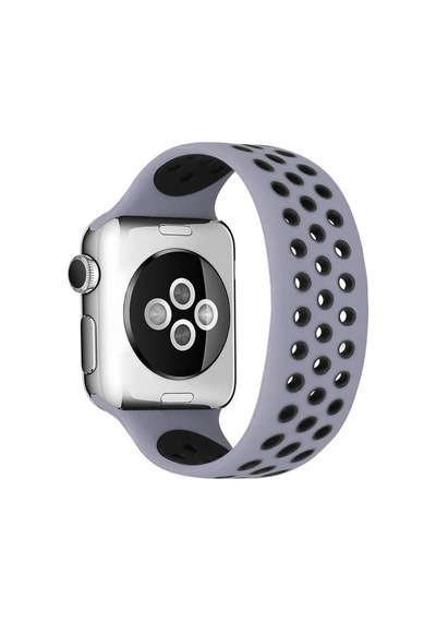 Apple Watch Uyumlu38mm Ayarlı Delikli Silikon Kordon Saat Değildir - Gri-siyah