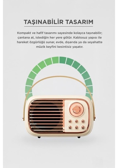 Premium Radyo Dinle Eğlenceli Ofis Bluetooh Hoparlör Bts-1956 Bej