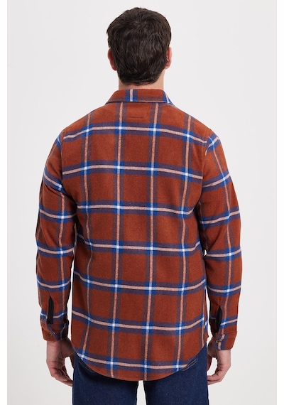 Tudors Erkek Slim Fit Dar Kesim Kareli Kışlık Oduncu Gömlek-42361 Kiremit