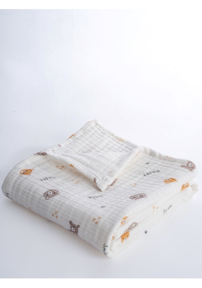 Eifin 4 Katlı Çok Amaçlı Müslin Örtü & Battaniye %100 Pamuk, Kutulu Oeko-teks Sertifikalı 80x80 Cm Beyaz