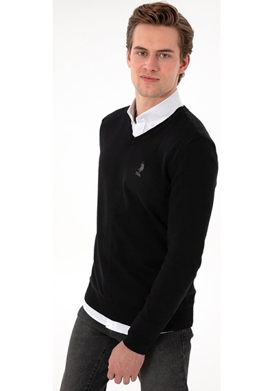 U.S. Polo Assn. Erkek Slim Fit V Yaka Basic Kazak 50288881-vr046 Çok Renkli