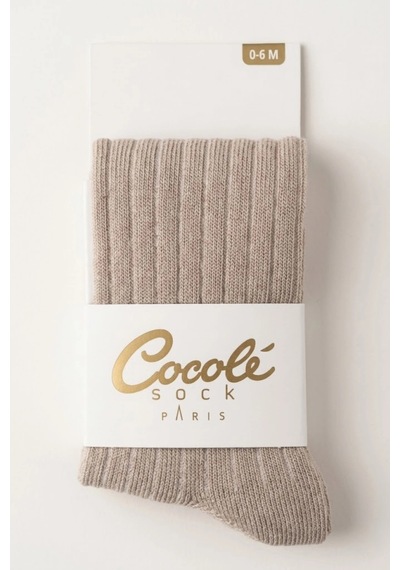 Cocole Socks Kız Bebek Külotlu Çorabı Pamuklu Bej Derby Çizgili 0-24 Ay