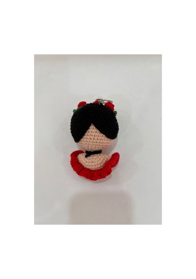 El Örgüsü Frida Kahlo Amigurumi Figür Anahtarlık Kırmızı Kırmızı