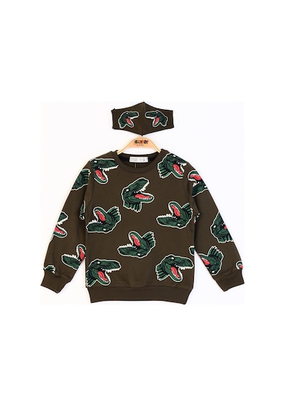 Toontoy Kids Toontoy Erkek Çocuk Dinazor Baskılı Sweatshirt Haki