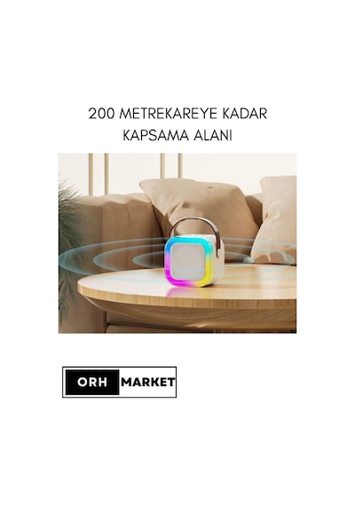 Kablosuz Karaoke Bluetooth Hoparlör Tek Mikrofonlu Rgb Işıklı, Taşınabilir, Usb/sd Parti Hoparlörü