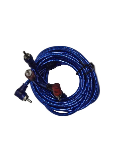 5 Metre 2 Rca To 2 Rca Oto Amfi Kablosu - Şeffaf Mavi Ses Aktarım Kablosu - Kırmızı Mavi Tos Fiş