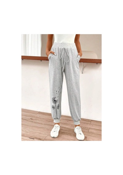 Tarzsokak Lune Dandelion Print Knot Front 4 Mevsim Eşofman Gri