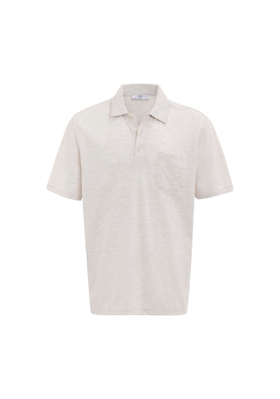 Süvari Ekru Regular Armürlü Polo Yaka Tişört-37186 Ekru