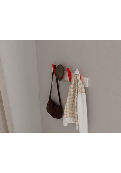 Hepsi3boyutlu Modern Duvar & Kapı Kanca Askılık - 4 Adet Kırmızı Kanca Askılık - Model No : 4 Kırmızı