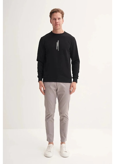 Cazador Slim Fit Mevsimlik 3 İplik Pamuk Karışımlı Sweatshirt-54185 Siyah