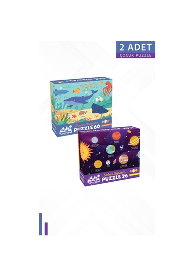2 Adet 60 Parça - Ocean Frıends Okyanus Arkadaşları Ve 36 Parça - Solar System Güneş Sistemi