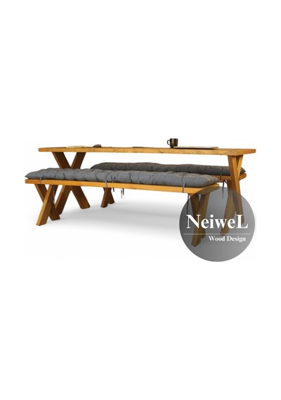 Neiwel Odes Doğal Ahşap Banklı Toplantı Masasıı x 120 x 300 Açık Ceviz