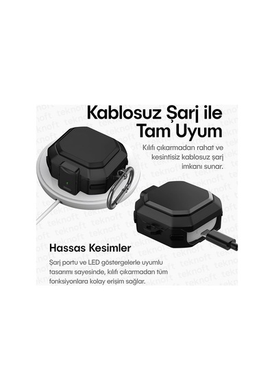 Samsung Galaxy Buds 4 Pro Ve Buds 4 İle Uyumlu Darbelere Karşı Ultra Güçlü Çift Renkli Sert Kenarlı Mat Silikon Kılıf Siyah, Galaxy Buds 4 Pro/4