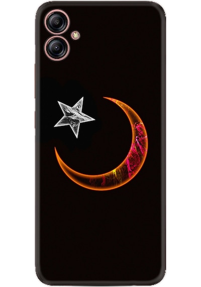 Samsung Uyumlu Galaxy A04E Kılıf Resimli Desenli Silikon Platinium Series Ay Yıldız 1884