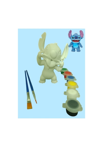 3d Stitch Figür Boyama Seti - Kendin Boya Hobi Ve Etkinlik Seti - Akrilik Boya + 2 Fırça