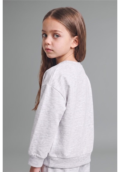 Defacto %100 Pamuk Baskılı Sweatshirt Üst Lastikli Paça Alt 2li Takım Kız Bebek I4475a526augr28 Gri-gr28