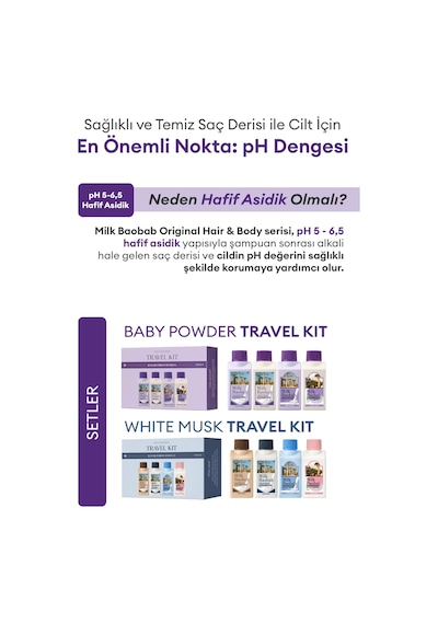 Yoğun Nem Desteği Sunan Saç Ve Vücut Seyahat Seti Mılk Baobab Original Travel Kit Baby Powder