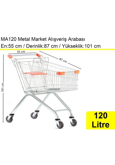 Ma120 Metal Market Alışveriş Arabası 120 Litre / En:55 Boy:87 Yükseklik:101 Cm