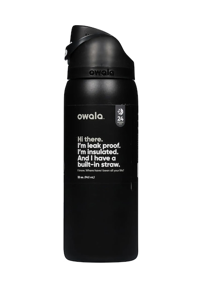Owala 32 Oz 946 Ml Freesip Çift Katmanlı Paslanmaz Çelik Termos Kilitli Kapak Siyah