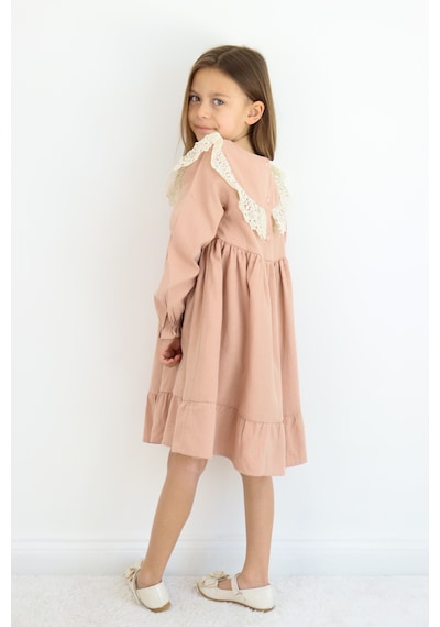 Miababy Fiyonk Detaylı Elbise 1-8 Yaş Kahverengi