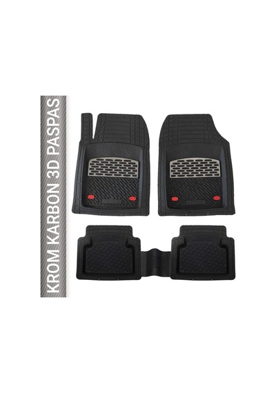 Safir Skoda Kamiq İle Uyumlu Universal 3d Paspas Krom Karbon