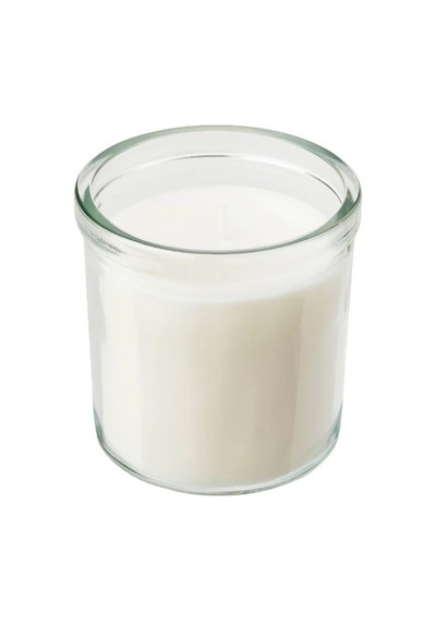 Ikea Jamlık Cam Kaplı Kokulu Mum 8 X 8,5 Cm Vanilya Açık Bej