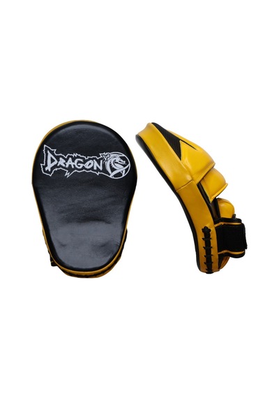 Dragondo 40210-l Hakiki Deri Ellik Kick Boks Lapa - Çift Siyah - Sarı