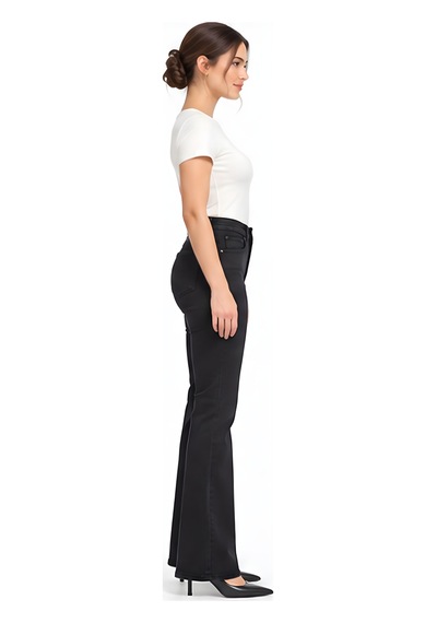 Lili Woman Kadın Yüksek Bel İspanyol Paça Jean Pantolon Ty.ısp01s siyah
