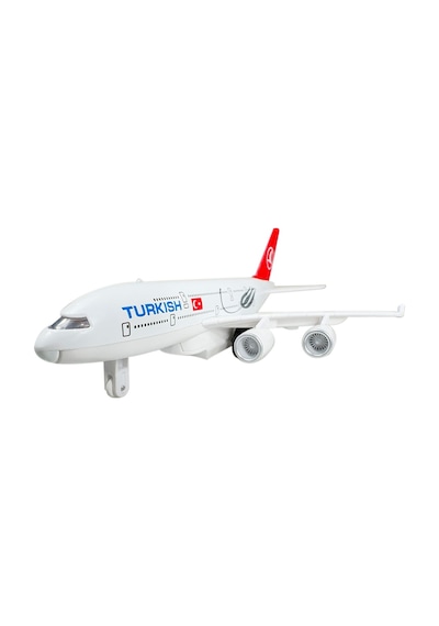 Airbus A380 Metal Yolcu Uçağı Çek Bırak Işıklı Sesli Metal Uçak Thy Turkish Yolcu Uçağı 22cm