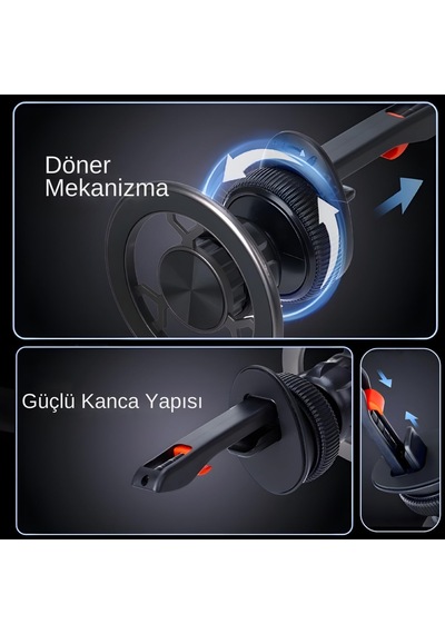 Manyetik Telefon Tutucu Magsafe İle Uyumlu Havalandırma İçin Güçlü Mıknatıslar - Kancalı Cep Telefonu Tutacağı Araba Telefon Tutucu - Izgara Klipsli Oto Tutucu 2 Mixed