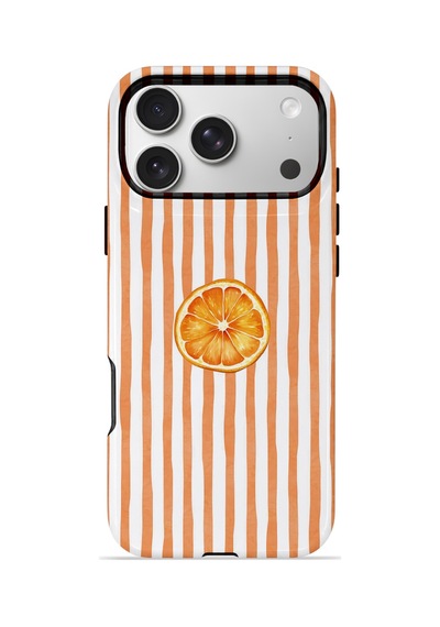 Apple iPhone Uyumlu 17 Pro Max Vorian Çift Katmanlı Magsafe Kılıf Orange Slice Stripe