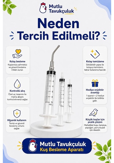 Tr Kuş Besleme Aparatı Muhabbet Kuşu Kanarya Sultan Papağanı Çelik Uçlu Elle Besleme Şırıngası 5 Cc Ve 10 Cc