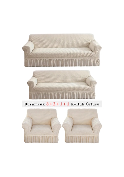 StarMall Bürümcük Koltuk Örtüsü, Berjer, Çekyat Kılıfı 3211 Takım Natural