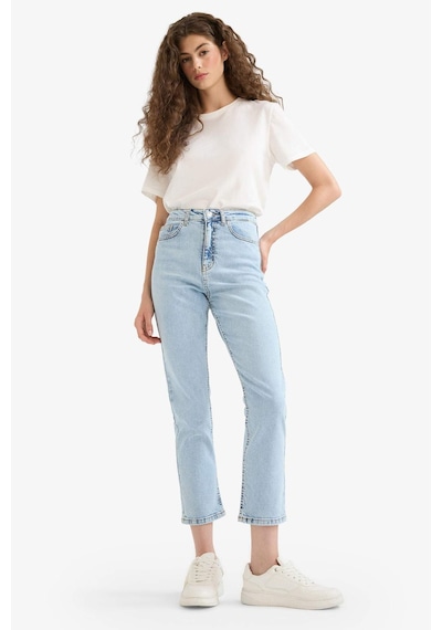 Defacto Mary Vintage Straight Fit Yüksek Bel Bilek Boy Jean Yıkamalı Pantolon E9817ax25aunm39 Mavi