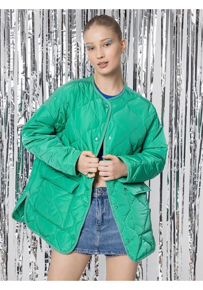 Oversize Kadın Mont Yeşil