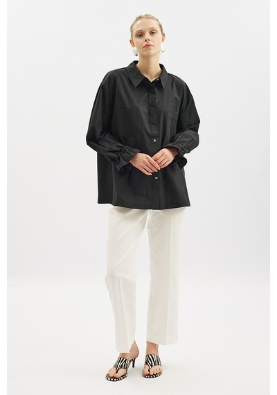 Manuka Lenny Pile Detaylı Gömlek Siyah Ss26gml00007-01