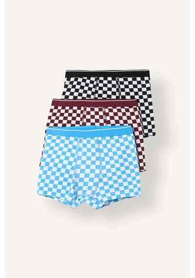 Defacto Dama Desenli Elastik Bel 3lü Boxer Erkek Çocuk I3724a826aube335 Mavi-be335