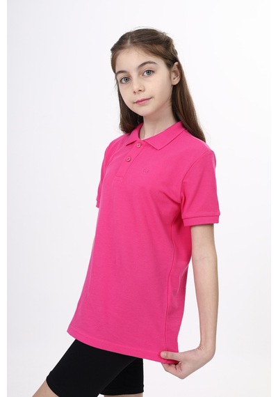 Toontoy Kids Toontoy Unisex Polo Yaka Düğmeli Uzun Kısa Tişört Fuşya