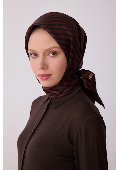 Belli Twill İpek Eşarp 4325-31 Acı Kahve, Kahverengi