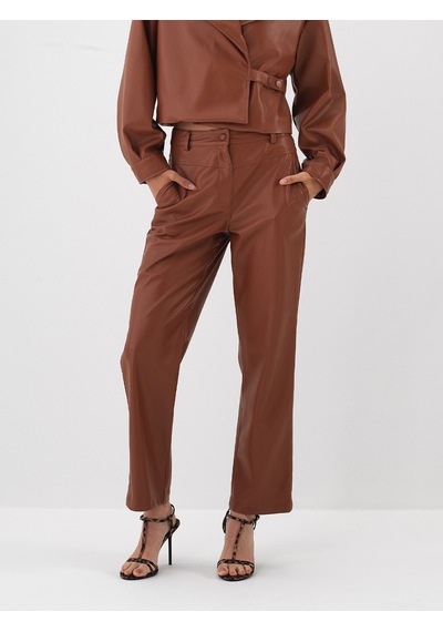 Xint Camel Deri Görünümlü Regular Fit Pantolon 201240