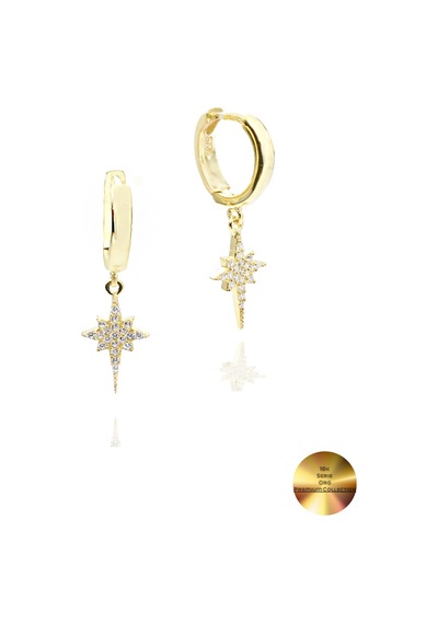 Brezza Lusso Jewelry 18k Serie Oro North Star Sallantılı Kadın Gümüş Küpe